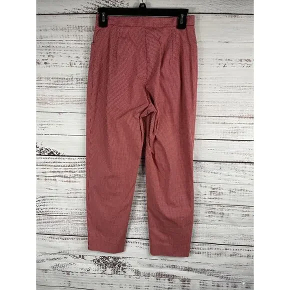 Lauren Ralph Lauren Pants Womens 4P Red White Check Cropped Stretch Dress Petite - Picture 5 of 6